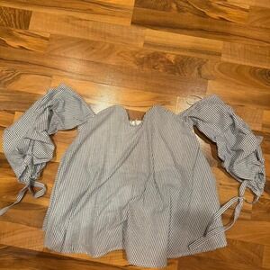 Romeo and Juliet coture off shoulder pin stripe sweetheart neck SZ S‎ coquette